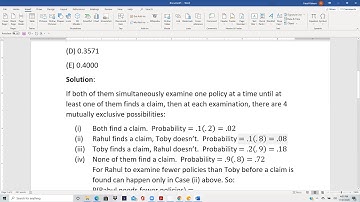 Actuarial SOA Exam P Sample Question 106 (once 152) Solution