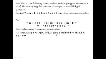 The sum of any five consecutive integers is divisible by 5. | True or False?
