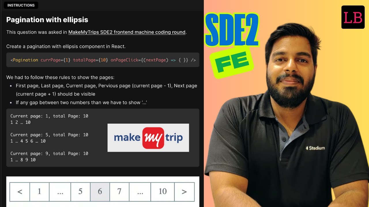 Ellipsis Coding Pagination with ellipsis in page gaps | MakeMyTrip SDE2 frontend ...