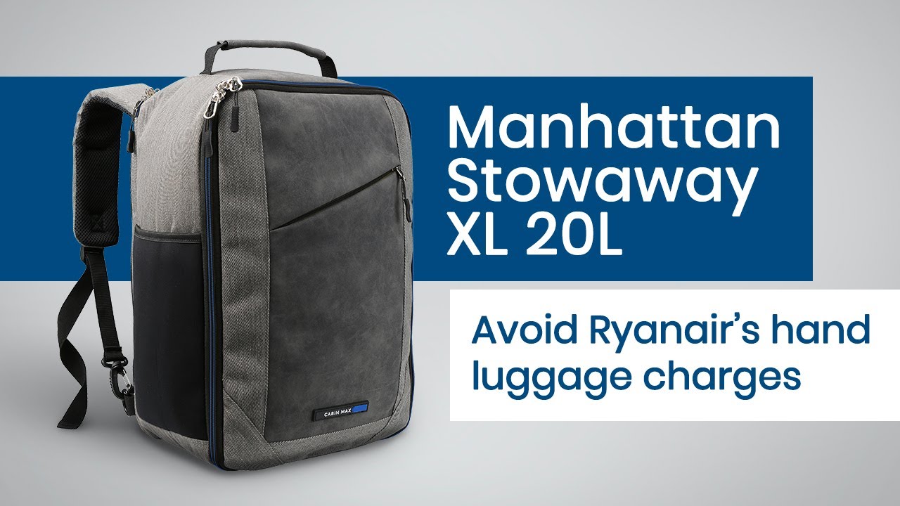 Cabin Max Manhattan Stowaway XL - Maleta de Cabina para Ryanair 40x20x25  Maleta de Viaje Barata, Equipaje Gratis en vuelos de Ryanair