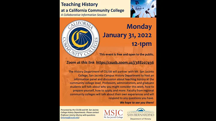 Teaching History at a California Community College: A CSUSB Collaborative Information Session