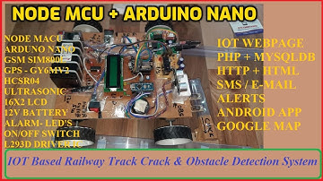 NodeMCU | ESP8266 | Arduino | IoT Based Railway Track Crack and Obstacle Detection Robot - GSM - GPS