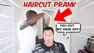 I PRANKED MY BARBER AND CUT HIS HAIR OFF!