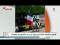 Aficionado en Guadalajara pasea a su toro con bandera mexicana en apoyo al Tri | Crystal Mendivil