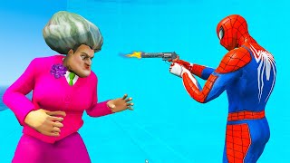 Scary Teacher 3d - Spiderman with Nick vs Miss'T and Ice Scream  - Game Animation