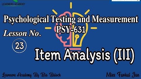 Psychological Testing and Measurement (PSY-631)VU [URDU] | Lecture No. 23 | Learners Academy By Bia