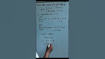 Write the value of a for which f(x)= 5x-4,&0 =1\\ 4x ^ 2 + 3ax #class12 #maths