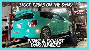 DYNO OF K20A3 INTAKE/EXHAUST STOCK ECU BEFORE ITB