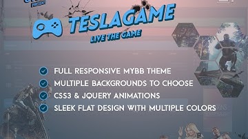 TeslaGame MyBB Theme Responsiveness demo from MySkins Studio Light and Dark Version