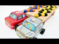 マーブルラン ☆ HABA社の木製スロープ&小さな大工さんとぺこちゃんの赤と銀のブリキカー♪