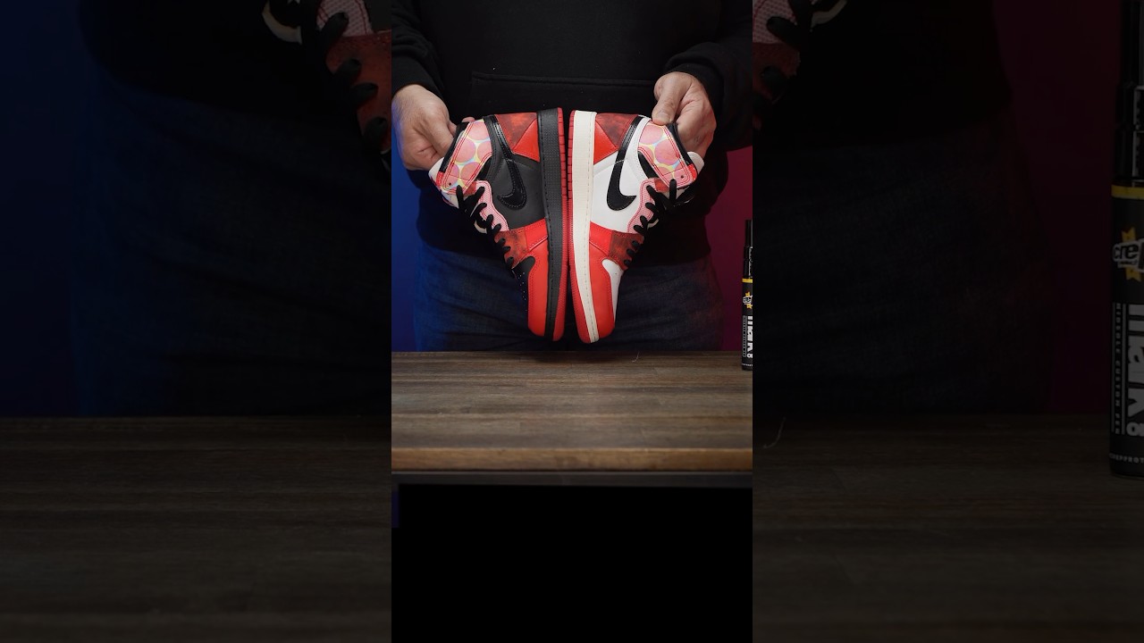 Entering Jordan 1 Spider-Verse 🕸️ which version are you picking?🕷️#crepprotect #sneakers #customs
