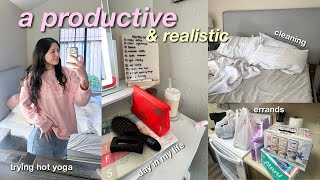 VLOG: a PRODUCTIVE but REALISTIC day in my life 🤍cleaning, hot yoga, hot girl walk  + more