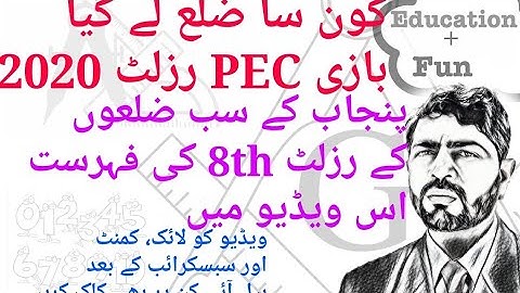 All district of Punjab result percentage 8th class PEC 2020 by naveed irshad