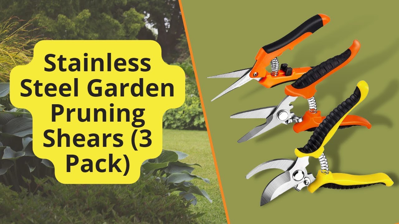 3 Pack Garden Pruning Shears Stainless Steel Blades Handheld Pruners Set  with Gardening Gloves