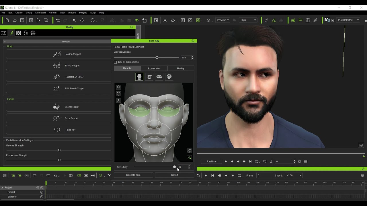 Exploring Face Key Muscle Control in iClone 8 Tutorial in Hindi Day