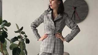 Серый Жакет В Клетку 30-234-797-128