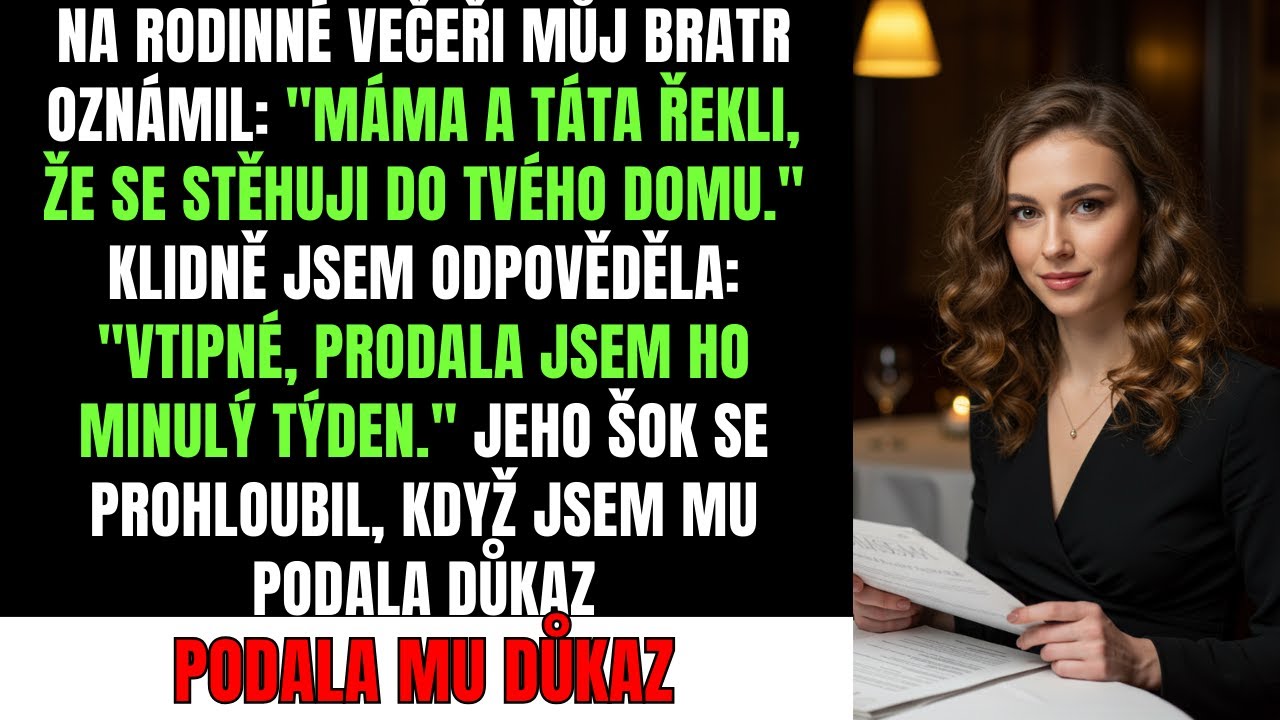 „Máma a táta se stěhují do tvého bytu, Petro. Ty si najdeš něco menšího.“ Marek to oznámil u nedělní večeře, kterou jsem zaplatila já, jako vždycky. Patnáct let jsem rodině posílala peníze,...