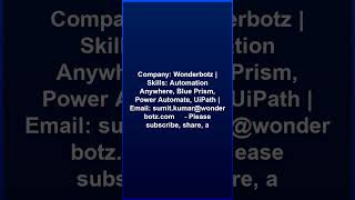 RPA UiPath Developer Role@Wonderbotz#JobAlert #Jobs #trending #trendingshorts #viralshorts