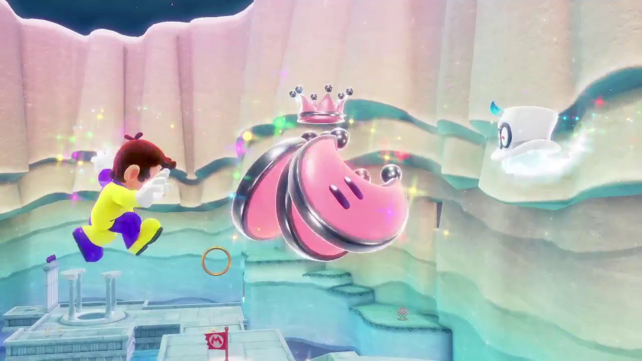 Super Mario Odyssey - Mario gets a pink multi moon Broodals Over the Lake (part 1) Nintendo Switch