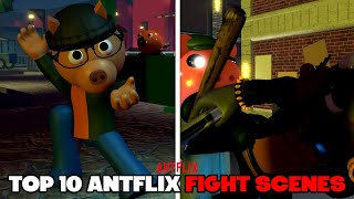 Top 10 Piggy Antflix Fight Scenes (Roblox Animation)