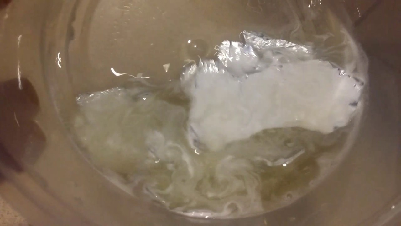Drain cleaner (diluted) and alu foil. YouTube