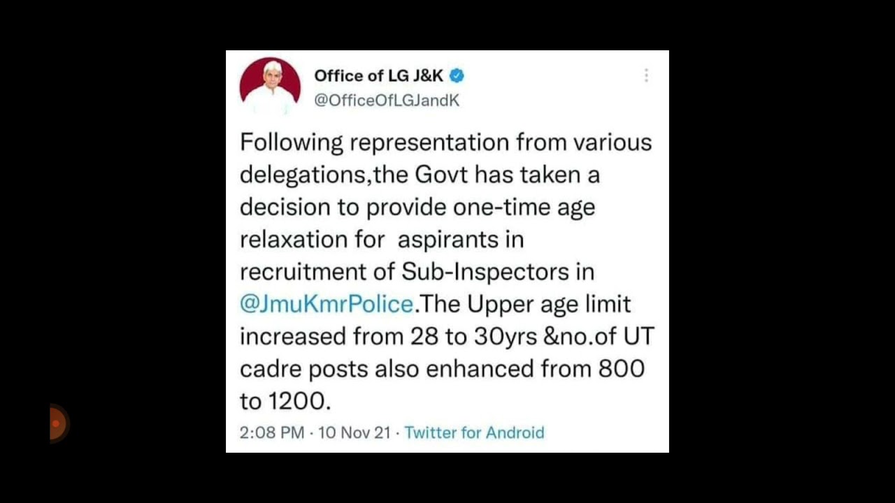 JK POLICE SUB INSPECTOR AGE RELAXATION ! VACANCIES INCREASED FROM 800 ! Mil gaye Age Relaxation 🔥