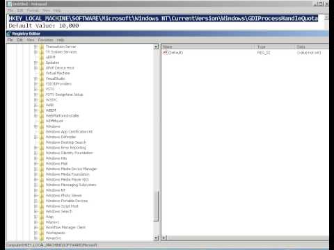 Change GDI Objects Windows Registry