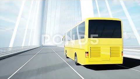 3D Model Of Bus On Bridge. Very Fast Driving. 4K Animation. Video 2024 (2/3).mp4