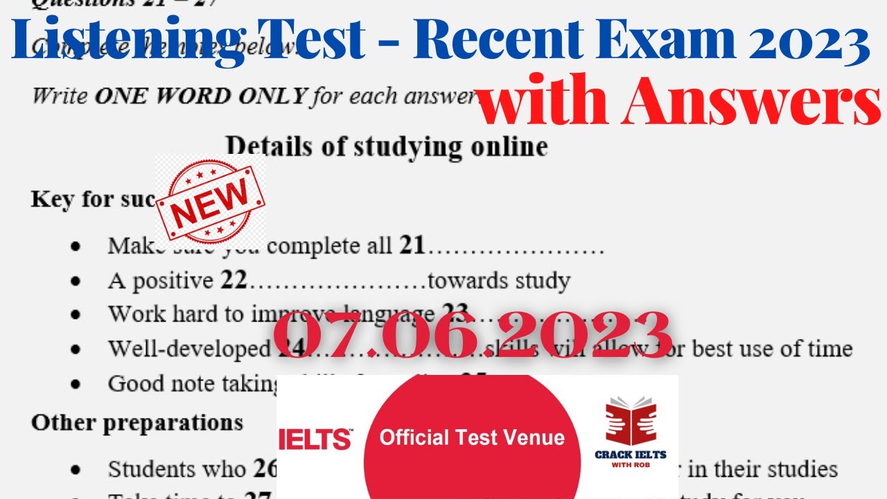 IELTS Listening Actual Test 2023 with Answers  07062023