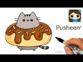 How to Draw Pusheen Cat in a Donut Easy