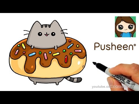 pusheen holding donut