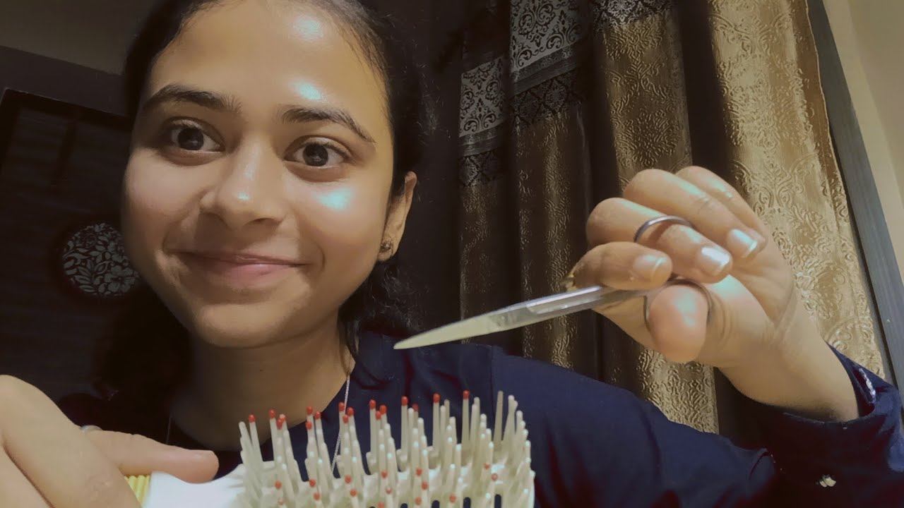 ASMR hair cutting and styling🩵#asmr 