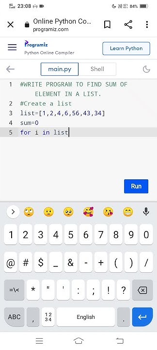 PYTHON PROGRAM TO FIND SUM OF ELEMENT IN A LIST.|#pythonprogram| # ...