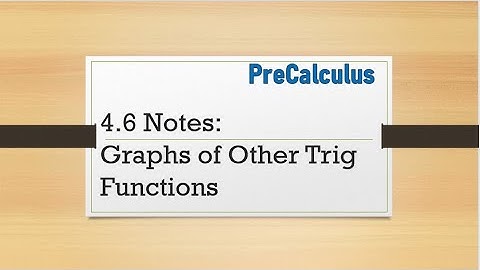 PreCalculus - 4.6 Notes: Graphs of Other Trig Functions