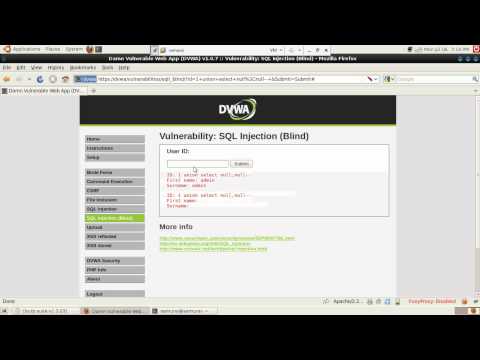 Blind SQL injection attack in DVWA