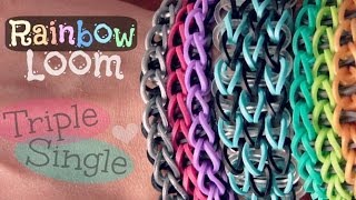 RAINBOW LOOM : Triple Single Bracelet - How To | SoCraftastic