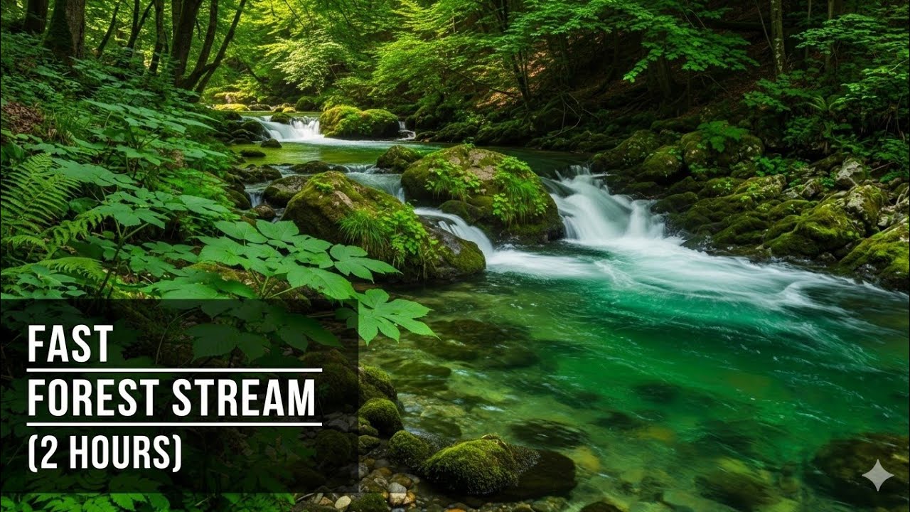 Fast Forest Stream Sounds (2 Hours) | Relaxing Nature Ambience - YouTube