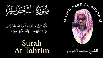 66 | Surah At-Tahrim | سورة التحريم | Sheikh Saud Al Shuraim | الشيخ سعود الشريم | Chapter 66