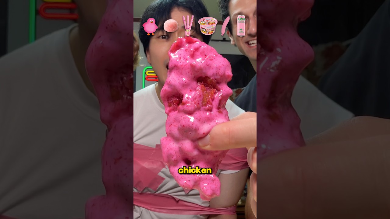 Pink Food Random Bite Challenge with my friends🤤🤤