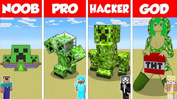 Minecraft Battle NOOB vs PRO vs HACKER vs GOD: CREEPER HOUSE BUILD CHALLENGE Animation in Minecraft