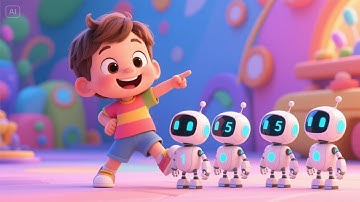 Five Little Robots Buzzing Around | Fun Robot Counting Song for Kids | Nursery Rhyme