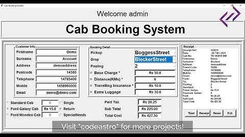 Cab Booking System in Python with Source Code - CodeAstro