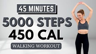 🔥5000 STEPS WALKING WORKOUT🔥AB FOCUSED Walking Workout for Weight Loss🔥Knee Friendly🔥No Jumping🔥
