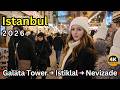 Istanbul Winter Night Walk ❄️ | Galata Tower, Istiklal &amp; Nevizade Before New Year