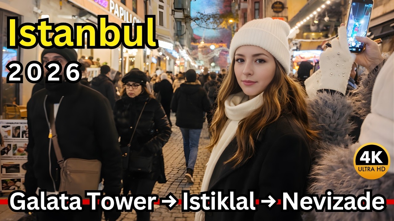 Istanbul Winter Night Walk ❄️ | Galata Tower, Istiklal & Nevizade Before New Year