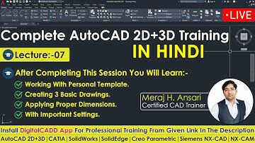 AutoCAD Tutorials for Beginners | AutoCAD Basic Drawing Tutorials | Apply Dimension | By Ansari Sir.