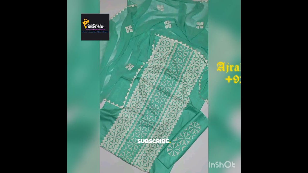 3 Pcs Cotton /Chiffon Unstitched Handmade Bareek Heavy Applique work suit