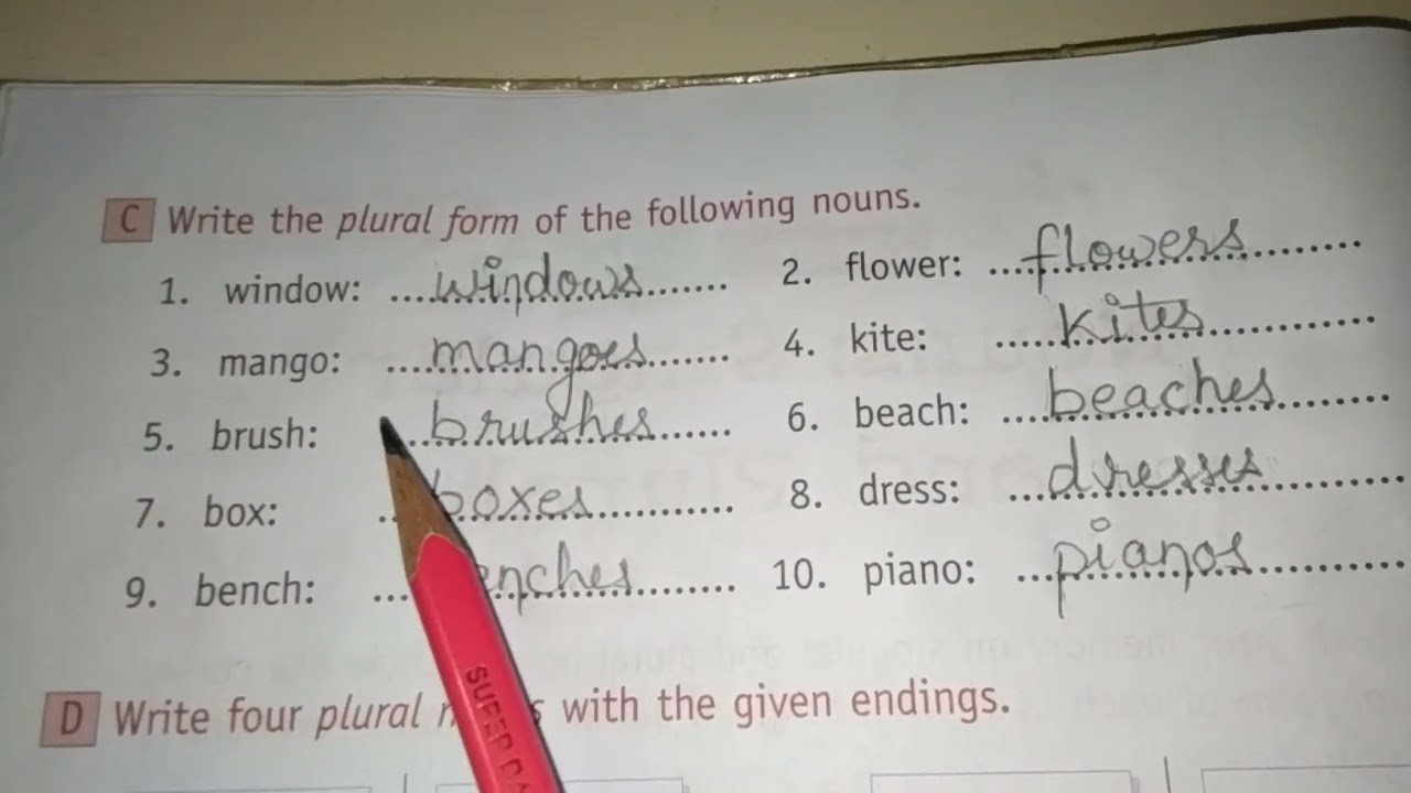 Write The Plural Form Of The Following Nouns Worksheets