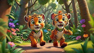 Three Tiny Tigers Tap Their Toes | Fun Animal Song for Kids | Nursery Rhymes and Baby Songs