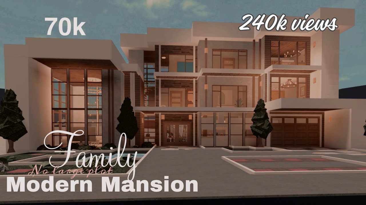 70k Modern Family Mansion|Bloxburg Build |Speedbuild|House Build(No ...